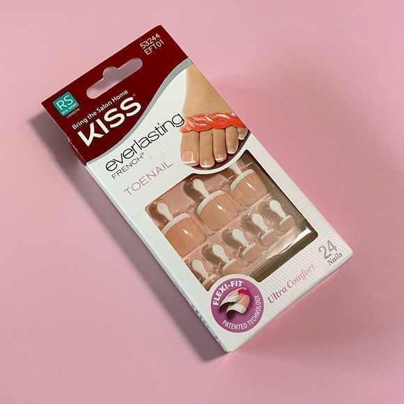 NEW! KISS - 24pcs French toenail set - NWT - Picture 1 of 2